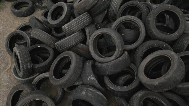 Tire tyre rubber pile heap dump recycle