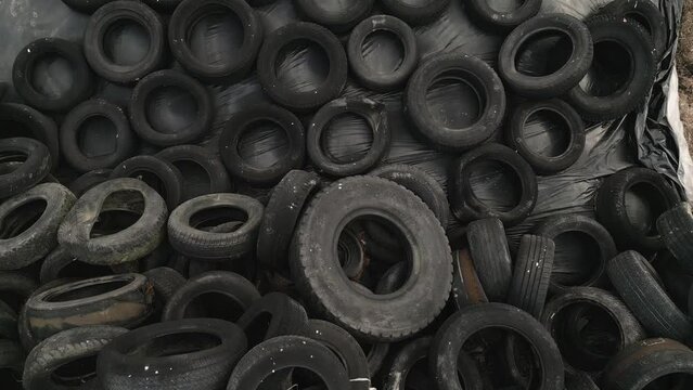 Tire tyre rubber pile heap dump recycle