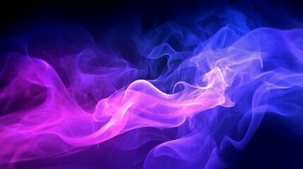 Obraz premium Swirling smoke with neon light and black background Ultraviolet light in the dark room Abstract