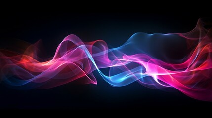 Naklejka premium Swirling smoke with neon light and black background Ultraviolet light in the dark room Abstract