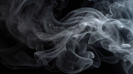 Obraz premium Swirling smoke with black background. Black and white theme Abstract wallpaper
