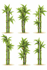 Set of isolated lucky bamboo with straight. generative ai