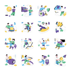 Pack of Business Analysis Flat Illustrations  

