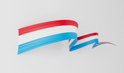 3d Flag Of Luxembourg 3d Wavy Shiny Luxembourg Ribbon Isolated On White Background 3d illustration