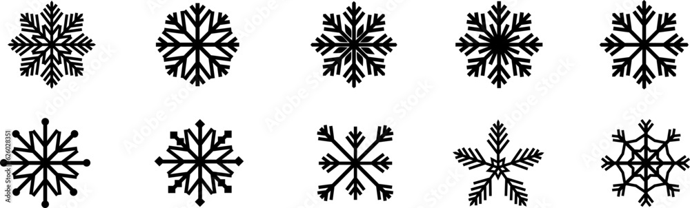 Aufkleber snowflake icon vector. snowflake black line icon .winter snowflakes set.