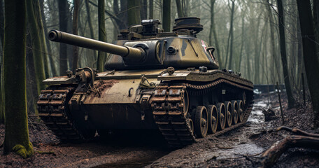 Fototapeta na wymiar War Relic: German WWII Tank in Natural Surroundings
