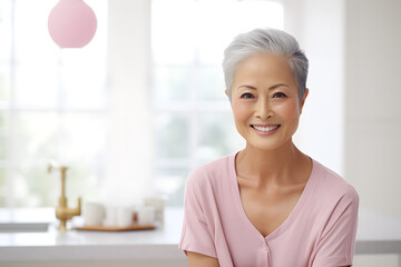 portrait of woman smiling breast cancer survivor 