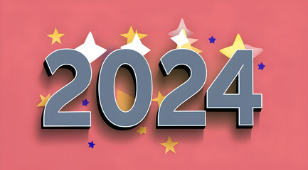 2024 Happy New Year, Greeting Card-  ai generative 