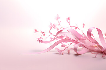 Fototapeta na wymiar pink ribbon with flowers