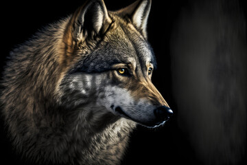 Fototapeta premium Gray wolf head closeup portrait