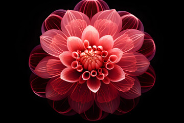 a vibrant pink flower with black background
