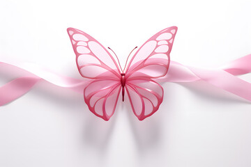 butterfly pink ribbon support cancer 