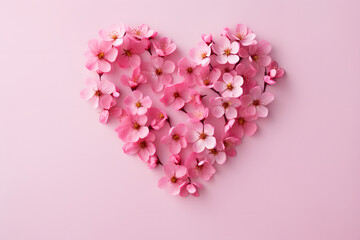 Pink flowers blooming in the shape of a heart