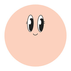 Dot circle retro vintage cartoon groovy face emotion emoji sticker diary note