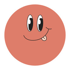 Dot circle retro vintage cartoon groovy face emotion emoji sticker diary note