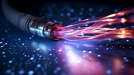 fiber optic communication cable, fiber optic fiber background - Generative AI - obrazy, fototapety, plakaty