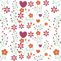 pattern with hearts and flowers