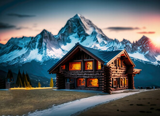 House close to a Steep Rocky Mountain in Switzerland
