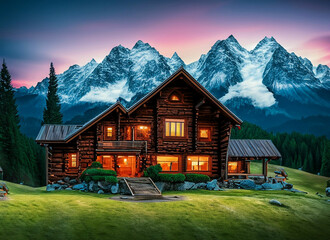 House close to a Steep Rocky Mountain in Switzerland