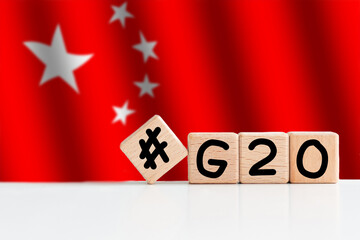 Word China made with wood blocks. Business concept G20 