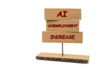 Is artificial intelligence really help us? AI cardboard sign. Fight against AI