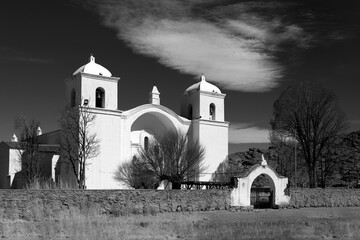 Catholic church in black and white