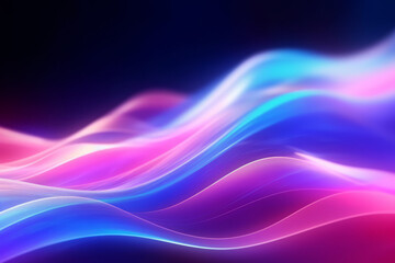 Naklejka premium Futuristic background with pink, blue neon waves. Generated ai.