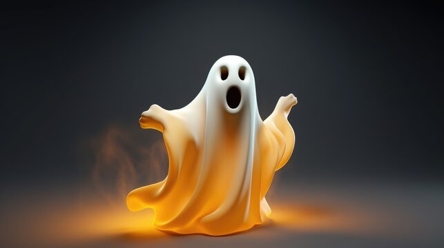 ghost 3d render on a dark background, halloween concept