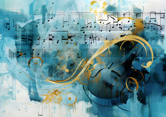 Abstract music background with notes