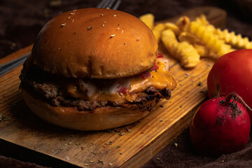 pulled sandwich with potatoes