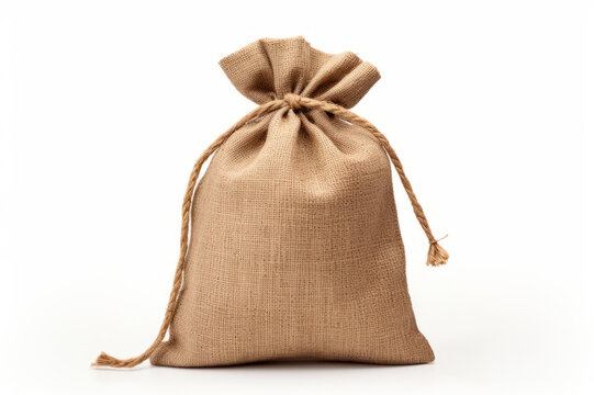 Bag from a sacking isolated on a white background. Generated AI