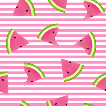 Bright watermelon juicy pattern with white lines