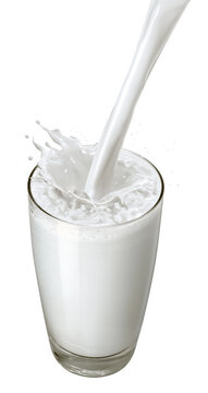copo gelado com queda de leite isolado em fundo transparente -  copo com splash de leite