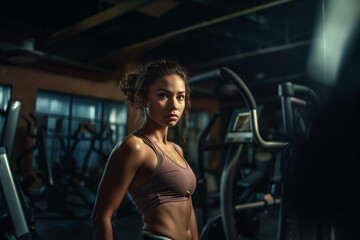 Fototapeta na wymiar Latin Female at the Gym: Embracing Strength and Beauty