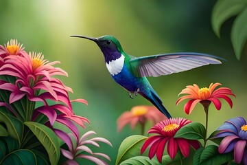 hummingbird in flight generated by AI technology 