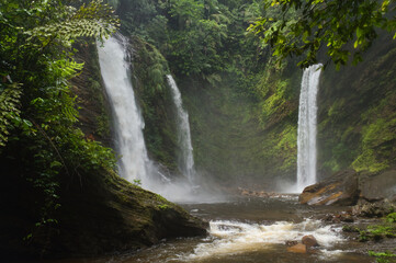 Keluan waterfalls in Ulu Baram, Borneo.