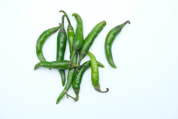 Green  fresh Chily are isolated in white background