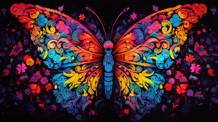 neon Psychedelic butterflies