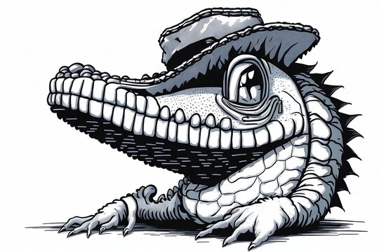 Divertido cocodrilo con sombrero sonriendo