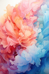 Watercolor abstract colorful background, flowers, vertical background. AI generative.