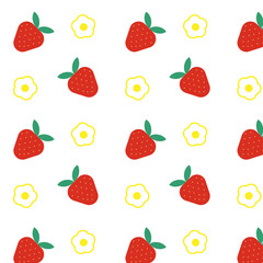 Fototapeta na wymiar Vector seamless background in scandinavian style geometric patterns red strawberries on a white background Vector EPS10