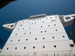 Accommodation or superstructure of ultra large container vessel for crew seamen living during sea passage and  contract pass © Maritime Art Blog