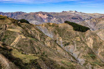 Colorful mountain landscape in the remote Bolivian Andes between Torotoro and Oruro - Traveling and exploring South America