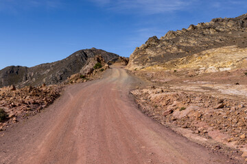 Colorful mountain landscape in the remote Bolivian Andes between Torotoro and Oruro - Traveling and exploring South America