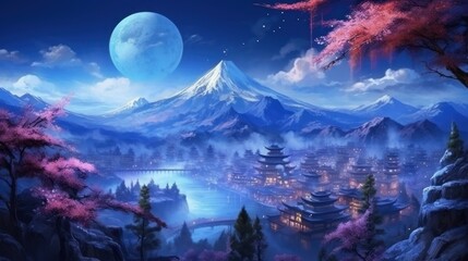 Obraz na płótnie Canvas Japan fantasy style scene game art