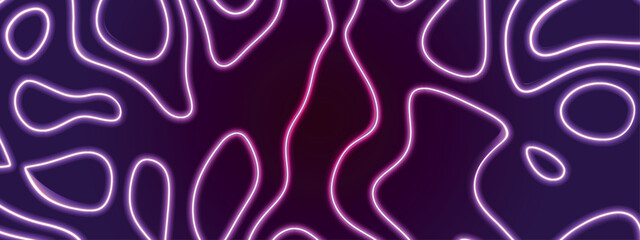 Abstract neon background of topographic map concept. Magic neon light curved swirl lines. Modern landscape gradient lines Wavy backdrop. Geographic outlines. Elevation maps. Vector cartography
