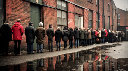 Citizens wait patiently at the polling station to cast their votes.