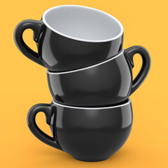 Set of ceramic coffee cup for cappuccino, americano, espresso, mocha, latte