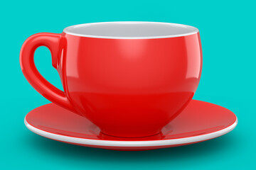 Ceramic coffee cup for cappuccino, americano, espresso, mocha, latte on green