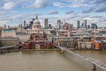 Fototapeta na wymiar Millennium Bridge and St Paul's Cathedral in London